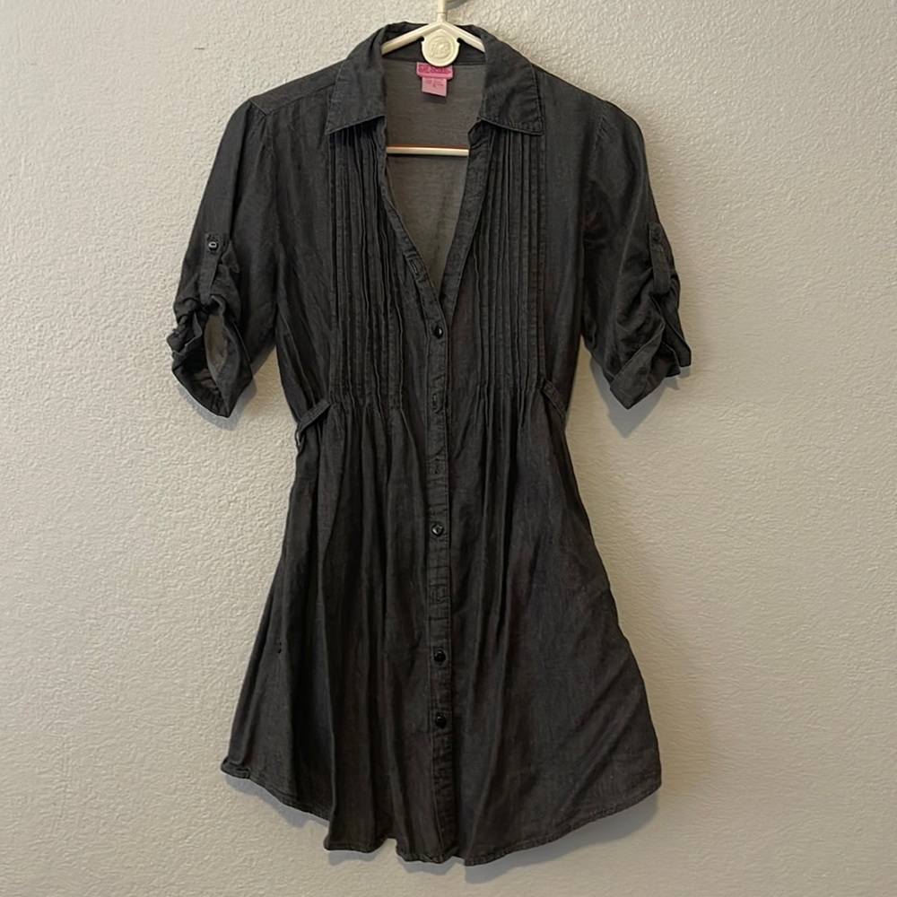 Distressed Button Down Shirt Dress